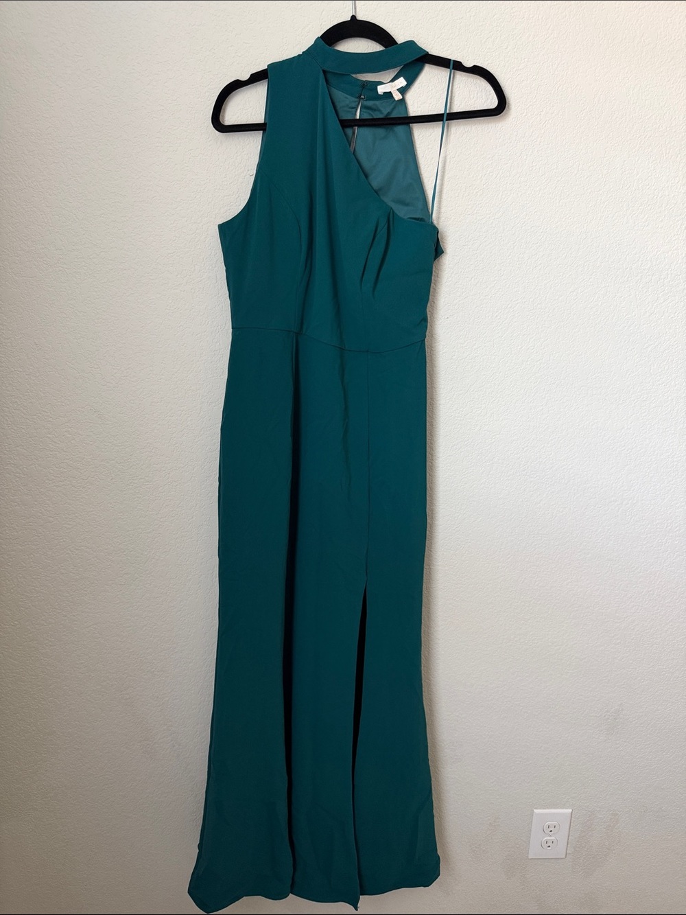 One-Shoulder Teal Evening Gown